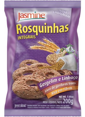 GERGELIM E LINHACA.png - Rosquinhas Integrais Gergelim e LinhaçaRICO EM FIBRAS E FERRO;LIVRE DE GORDURA TRANS;FONTE PROTEÍNAS E MAGNÉSIO;Ingredientes: Farinha de trigo integral, farinha de trigo fortificada com ferro e ácido fólico, açúcar mascavo, óleo vegetais (milho e girassol), melado de cana, gergelim tostado, linhaça dourada, fécula de mandioca, maltodextrina, sal, agentes de crescimento (fosfato monocálcico, bicarbonato de sódio, bicarbonato de amônio), estabilizante natural lecitina de soja e aromas.CONTÉM GLÚTEN.Disponível na versão: 200g.